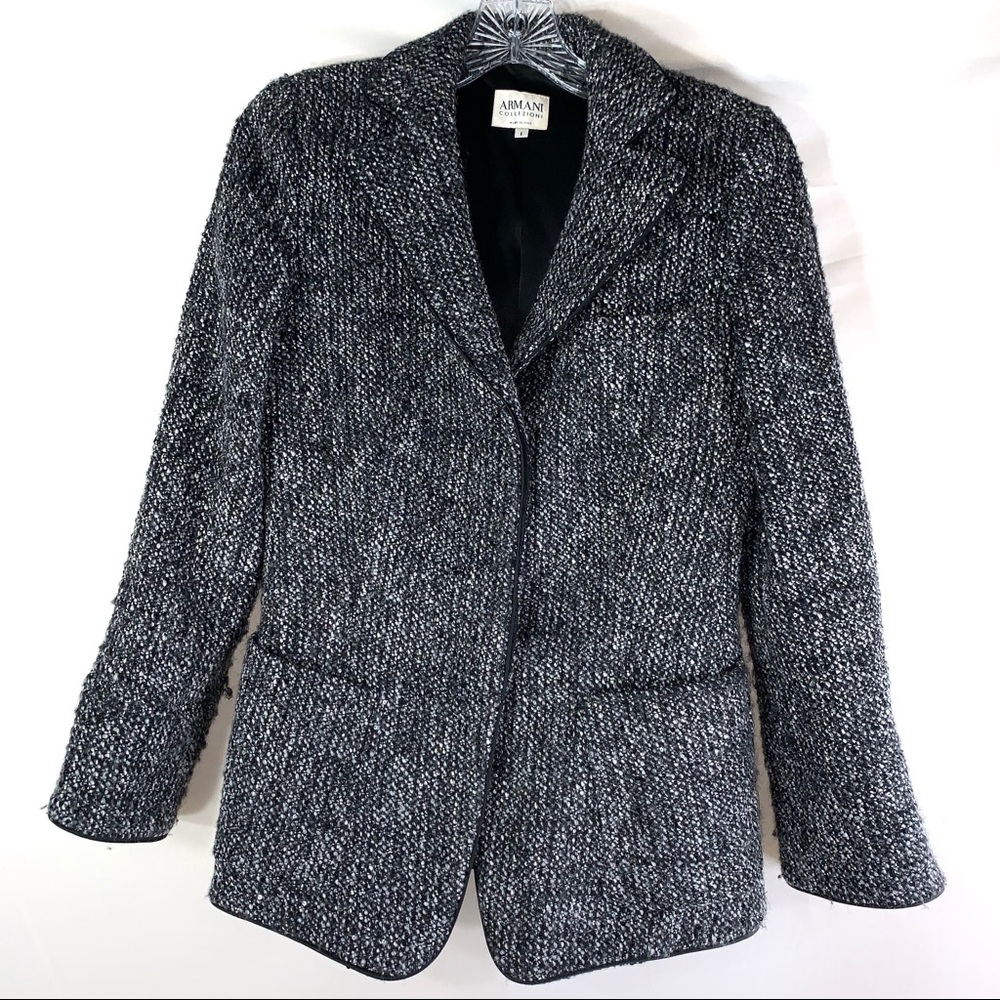 Armani Collezioni Tweed Sequined Blazer Wool Blend